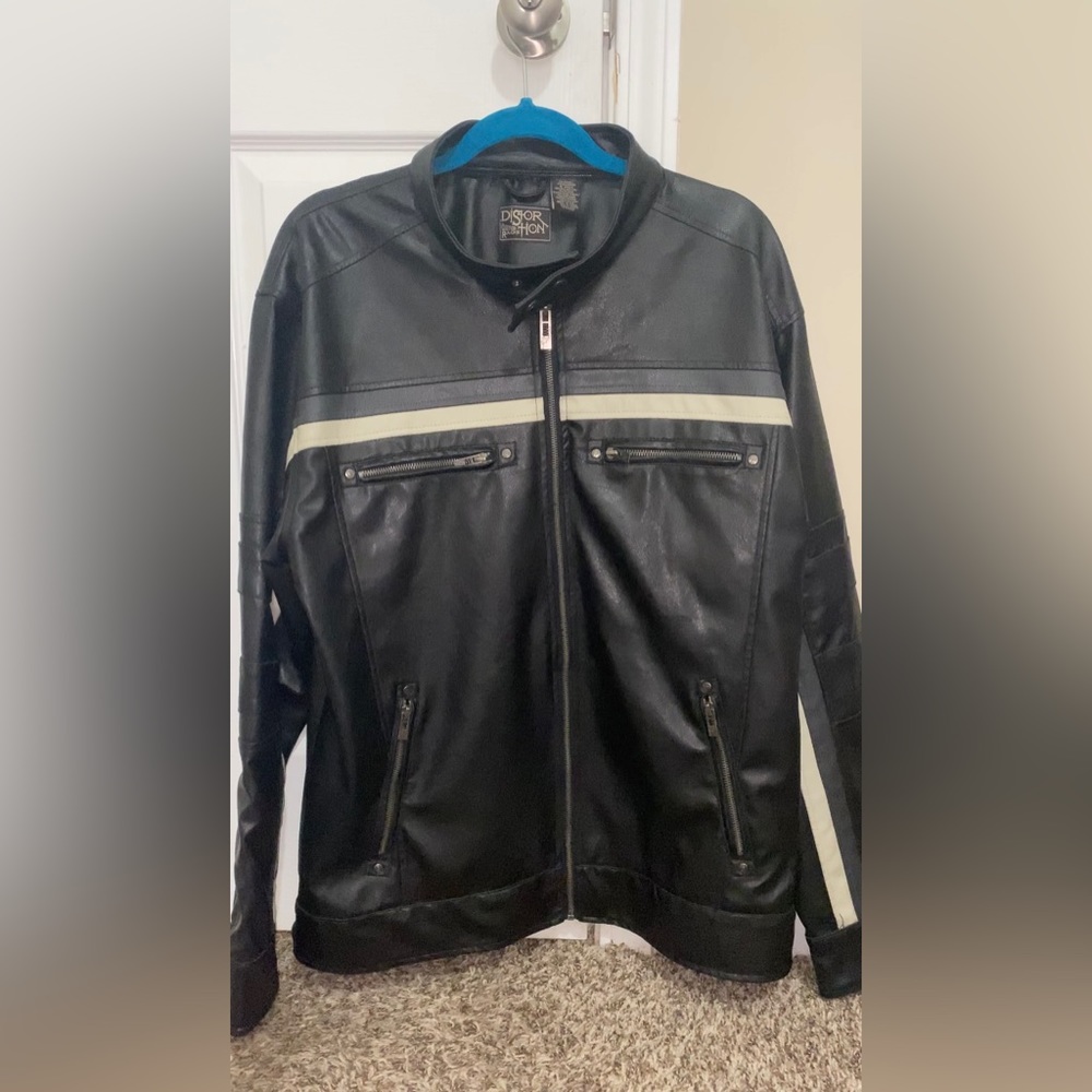 Size XL Distortion custom rags vintage leather biker jacket